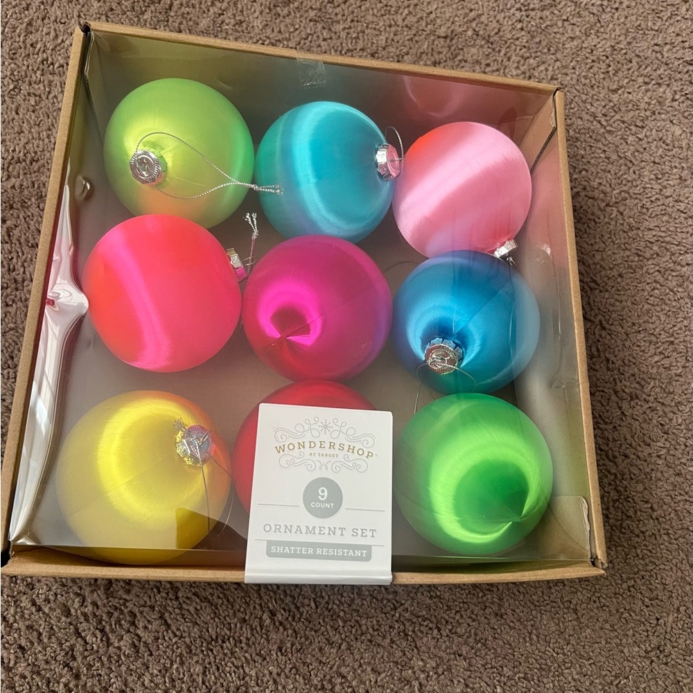 Wondershop Multicolor Shatter-Resistant Ornament Set - 9 Pack